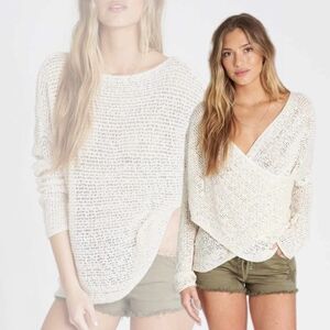 BILLABONG After Glow Sexy Reversible Cream Knit Sweater